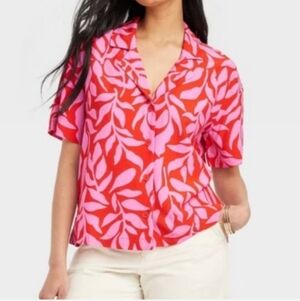 3. NWT A New Day Short Sleeve Button-Front Top